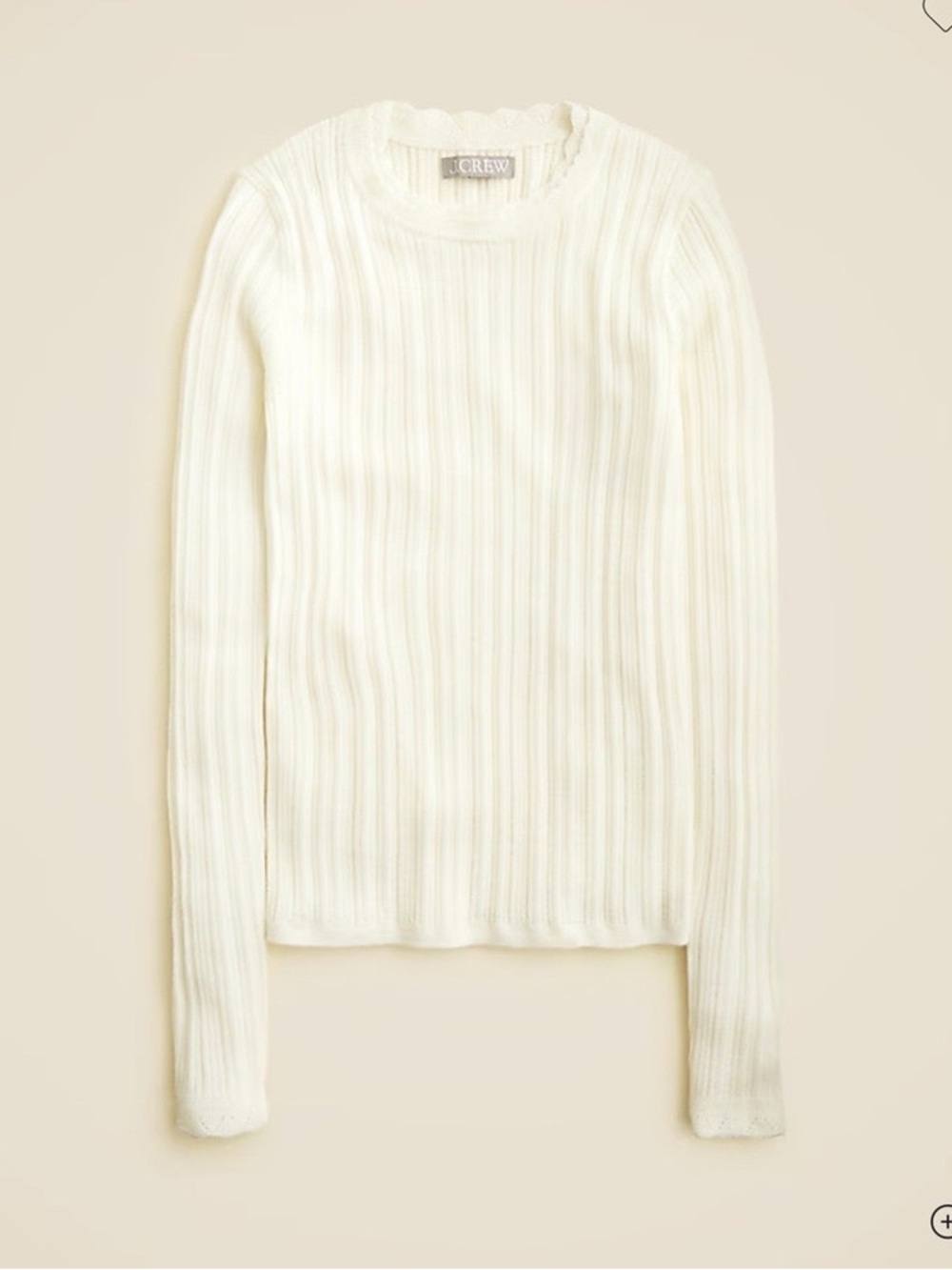 J. Crew Layered Pointelle Sweater Tee Merino Wool Ivory